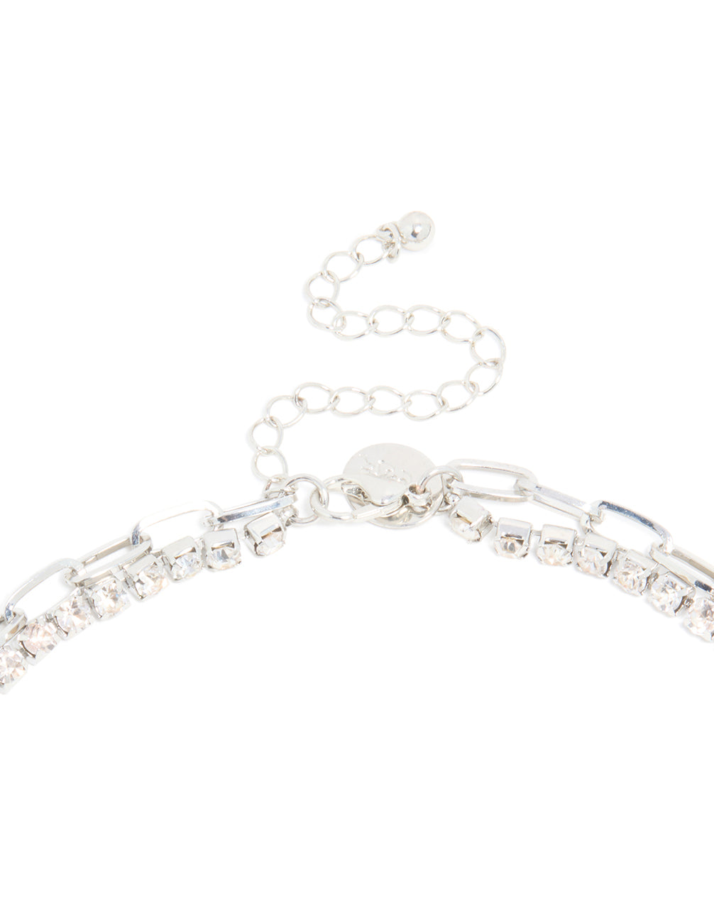 Silver Diamante & Pearl Cross Layered Necklace