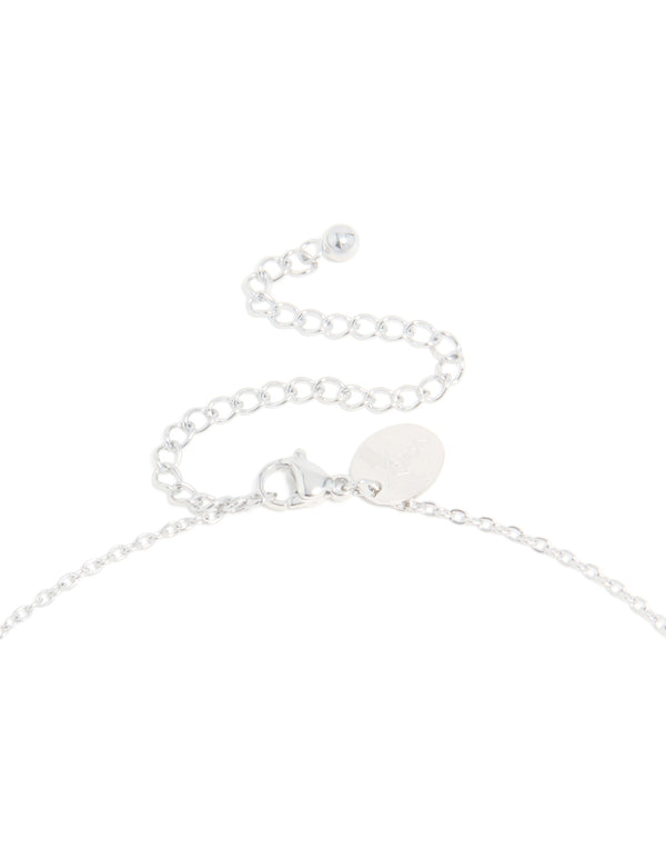 Featuring waterproof stainless steel mini bubble letter H necklace with initial pendant dainty style silver clasp detail view
