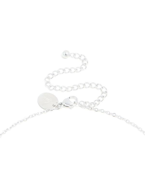 Explore a waterproof stainless steel mini bubble letter L necklace with initial pendant in silver featuring dainty style clasp detail view