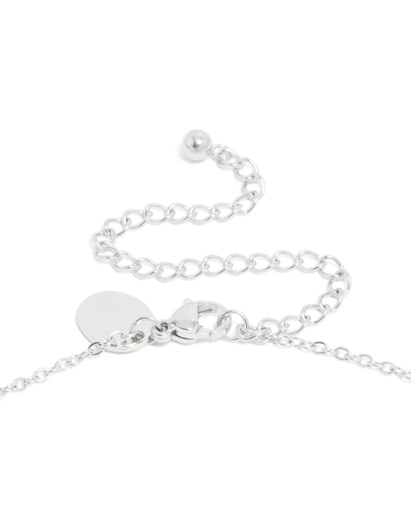 Elegant waterproof stainless steel mini bubble letter K necklace with pendant initials in silver clasp detail view