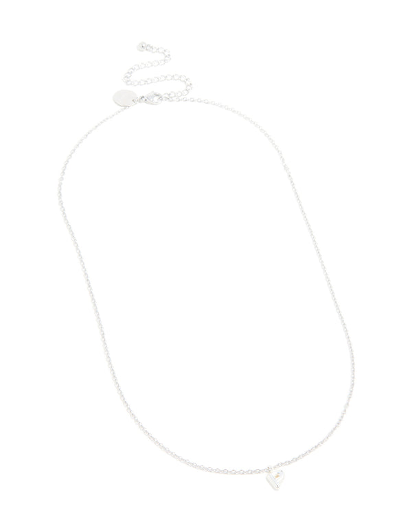 Crafted from waterproof stainless steel mini bubble letter P necklace with pendant featuring initial detail in dainty silver front view