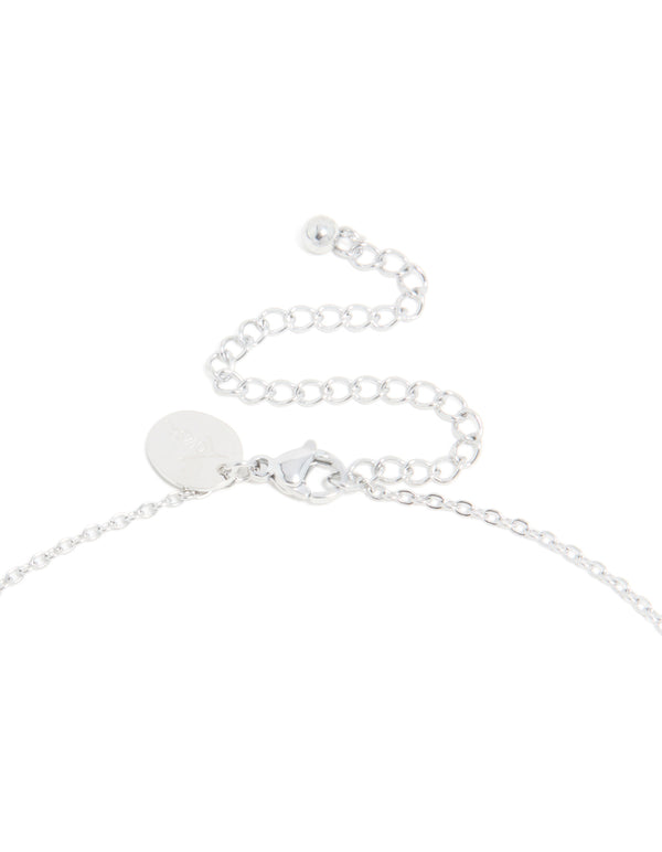 Designed with waterproof stainless steel mini bubble letter P necklace featuring pendant and initial detail in dainty silver clasp detail view