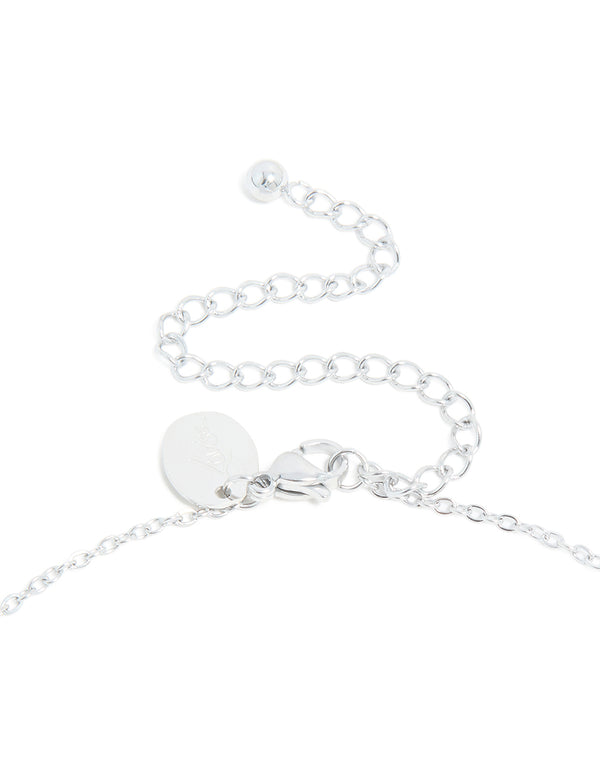 Designed with waterproof stainless steel mini bubble letter G necklace featuring initials pendant in silver clasp detail view