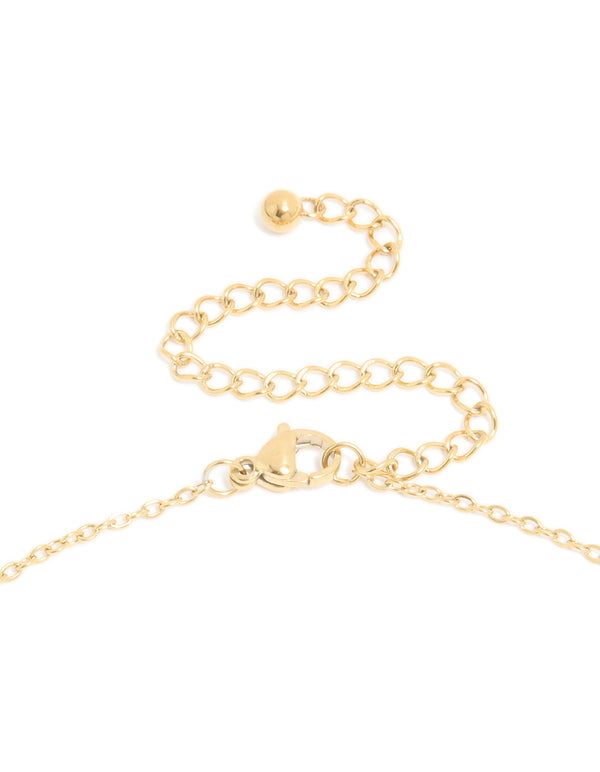 Explore the waterproof bubble letter X necklace in gold plated stainless steel with initial pendant showing lobster clasp detail view