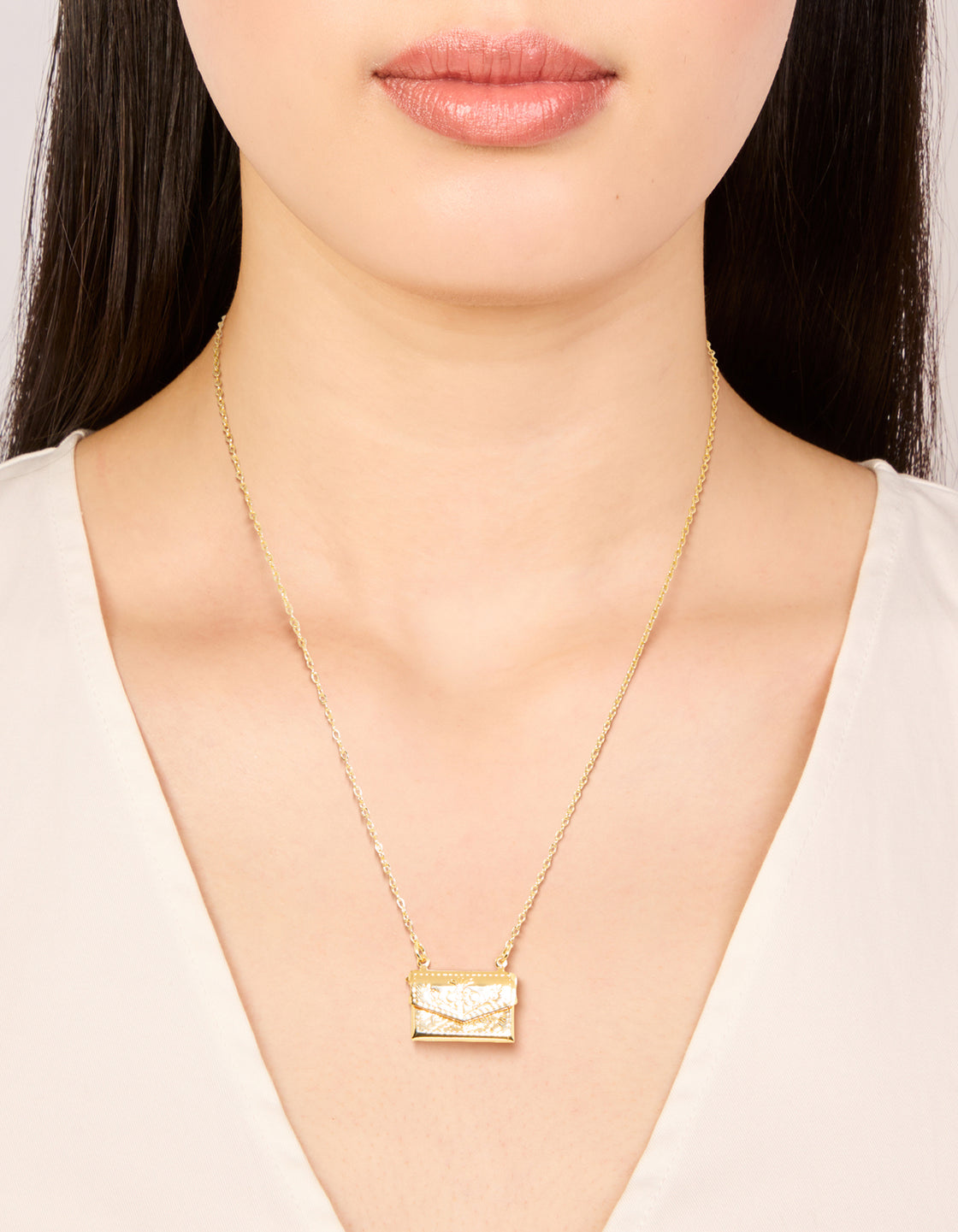 Gold Plated Envelope Message Necklace