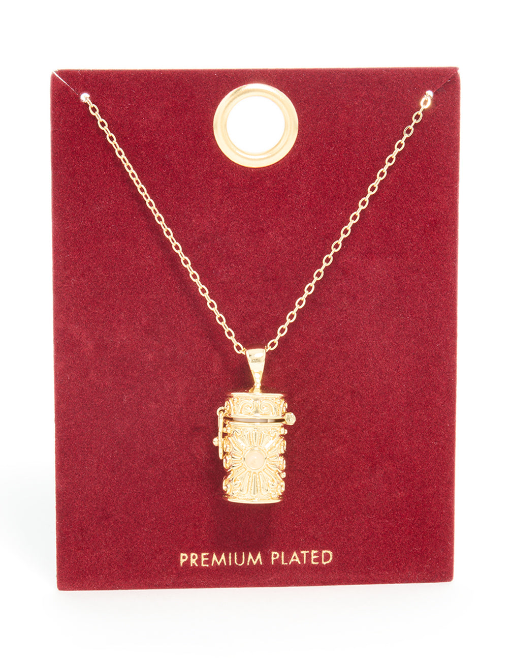 Gold Plated Barrel Pendant Necklace