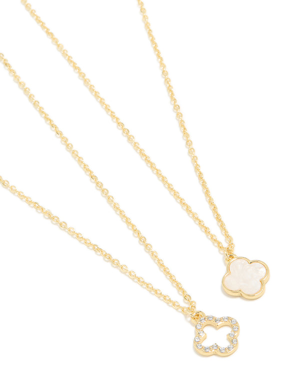 Gold Plated Flower Necklaces 2-Pack