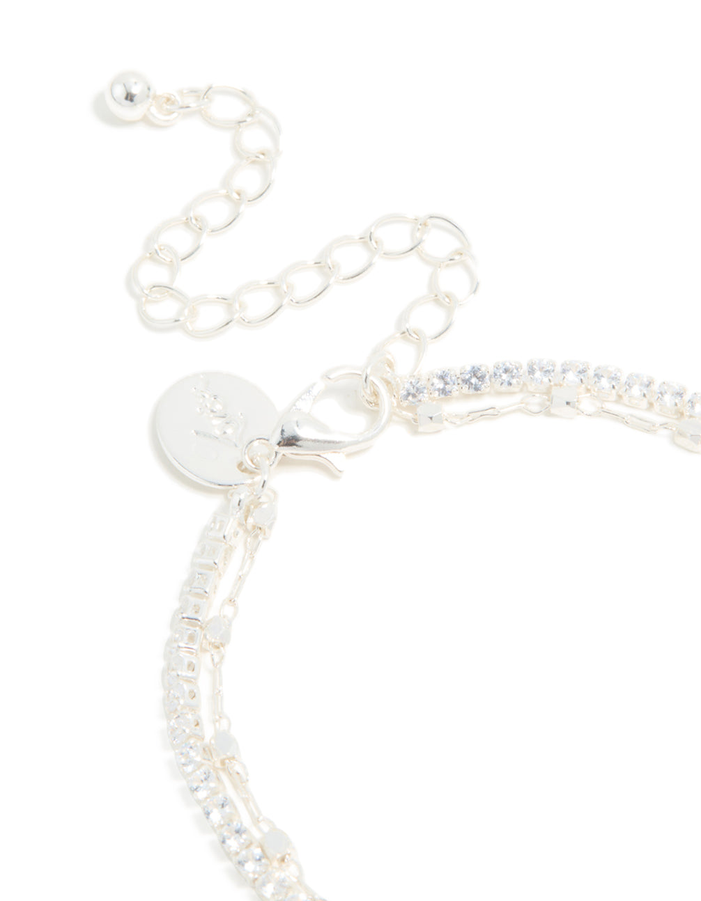 Silver Diamante Cup Chain & Link Chain Layered Bracelet