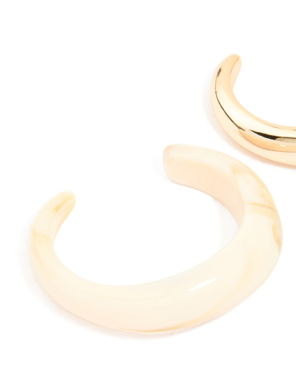 Gold & White Resin Bangles 2-Pack