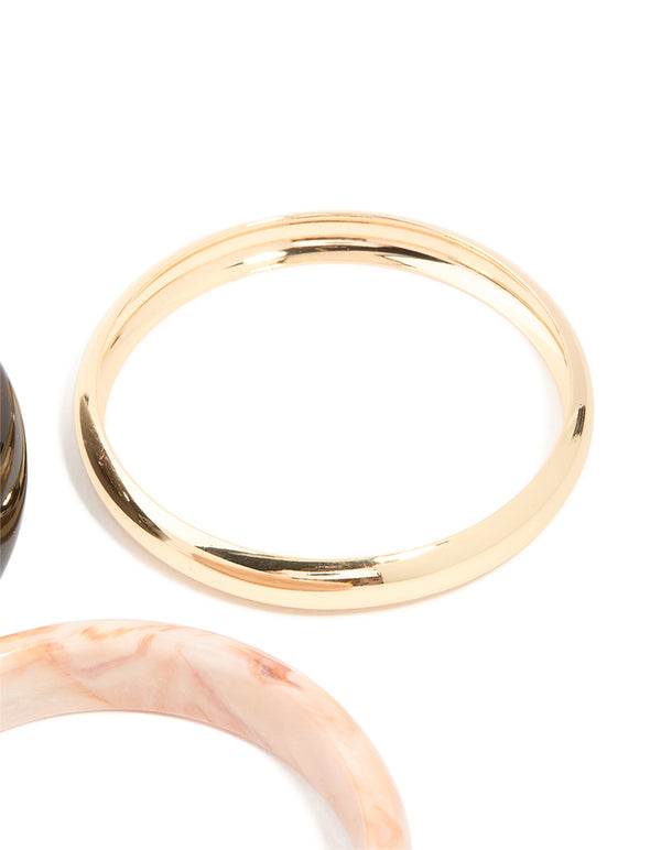 Gold & Resin Bangles 3-Pack