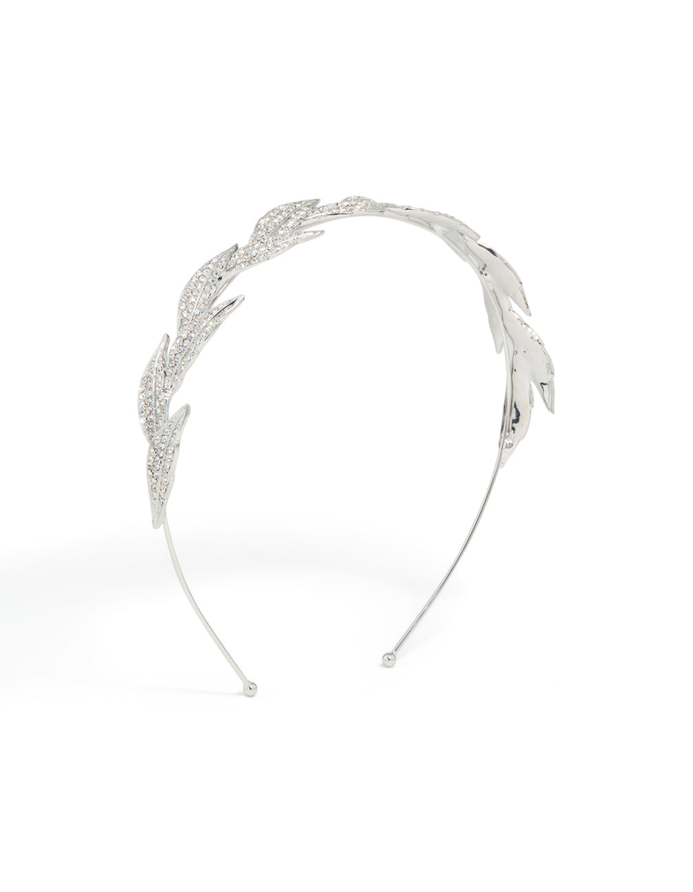 Silver Diamante Leaves Headband