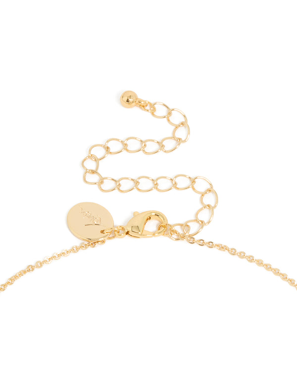 Gold Plated Brass Cubic Zirconia Letter S Tag Necklace