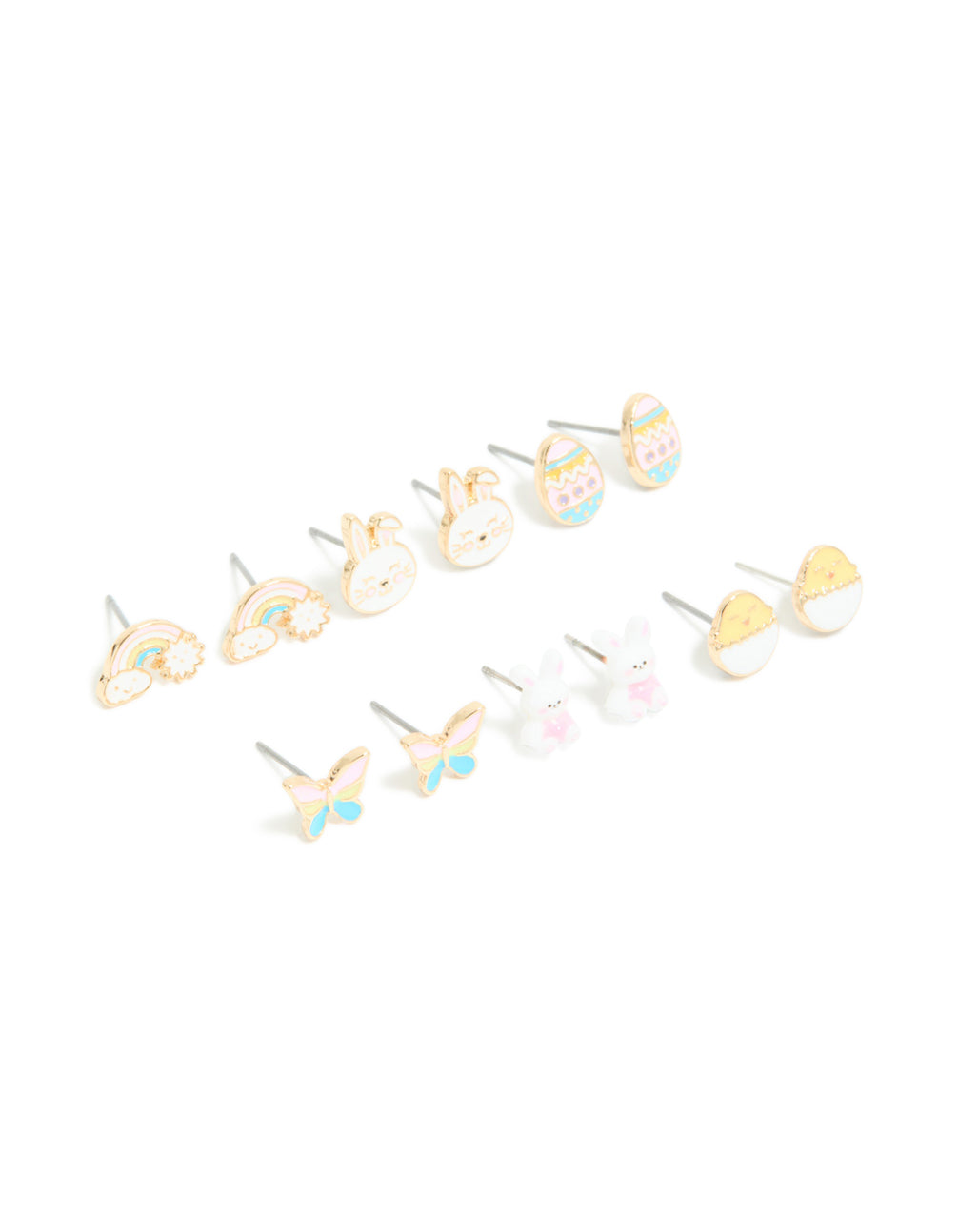 Kids Gold Bunny & Chick Earrings 6-Pack