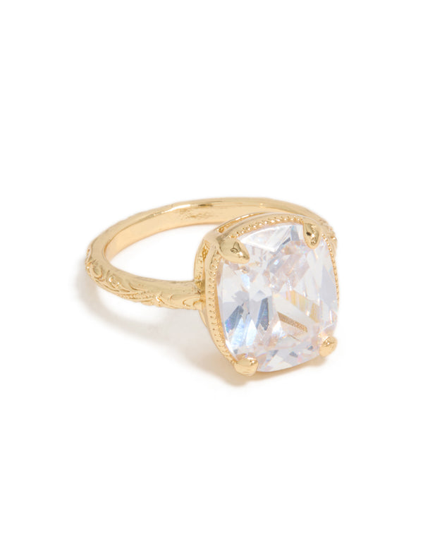 Gold Plated Vintage Cubic Zirconia Ring