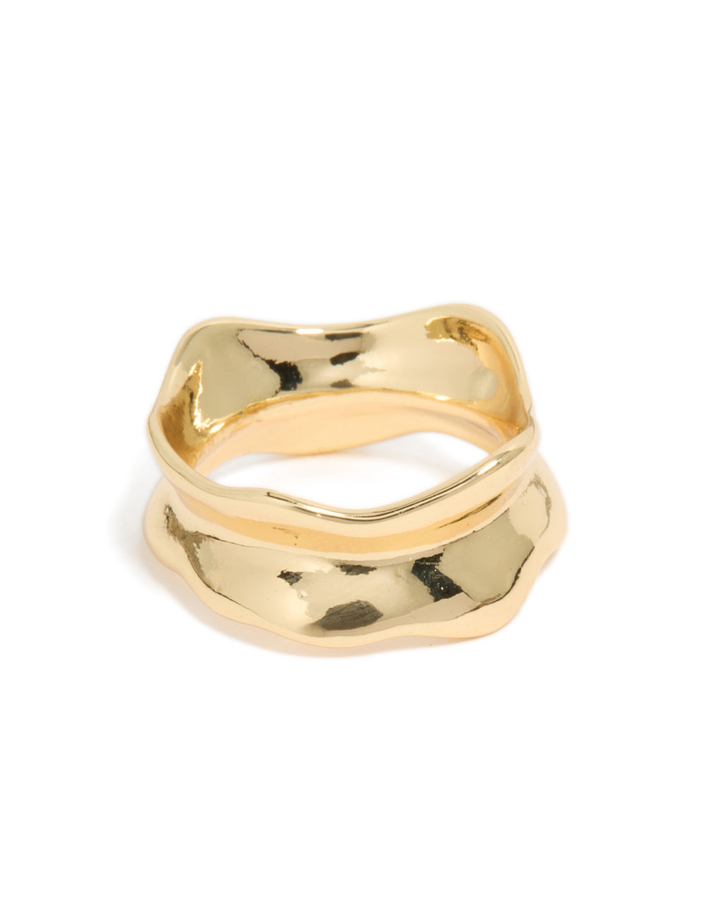 Gold Plated Modern Curved Molten Ring