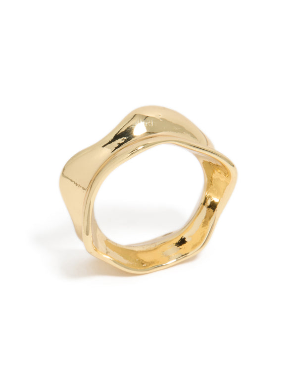 Gold Plated Modern Curved Molten Ring