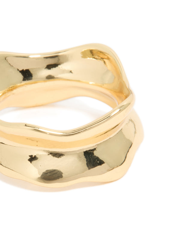 Gold Plated Modern Curved Molten Ring