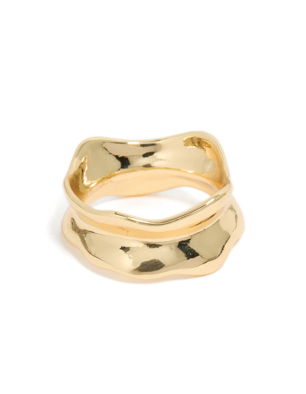 Gold Plated Modern Curved Molten Ring