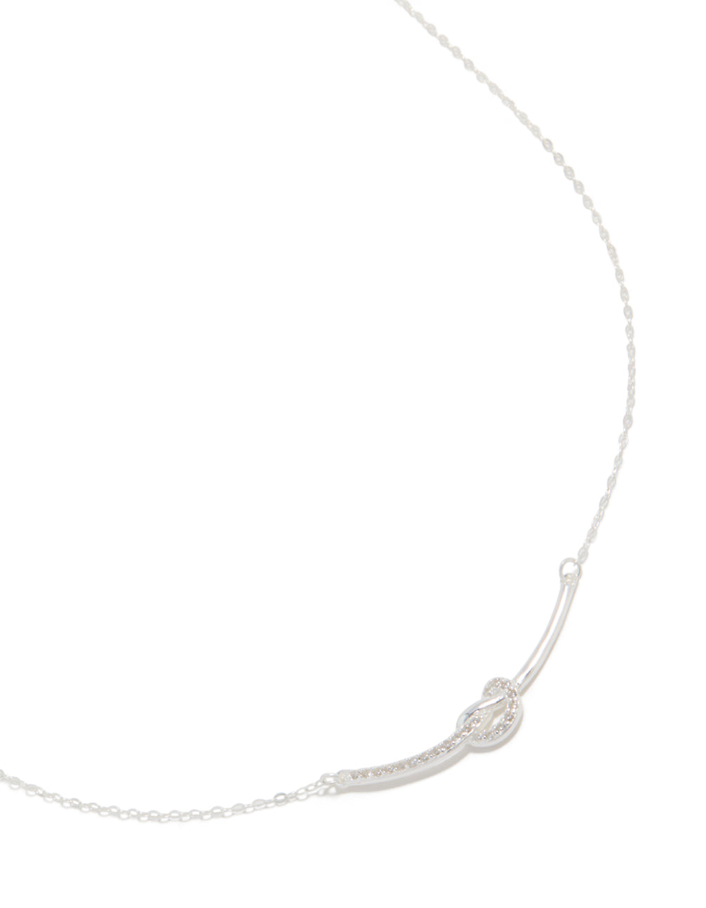Sterling Silver Cubic Zirconia Knot Bar Necklace