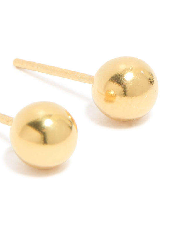 Gold Plated Sterling Silver Ball Stud Earrings