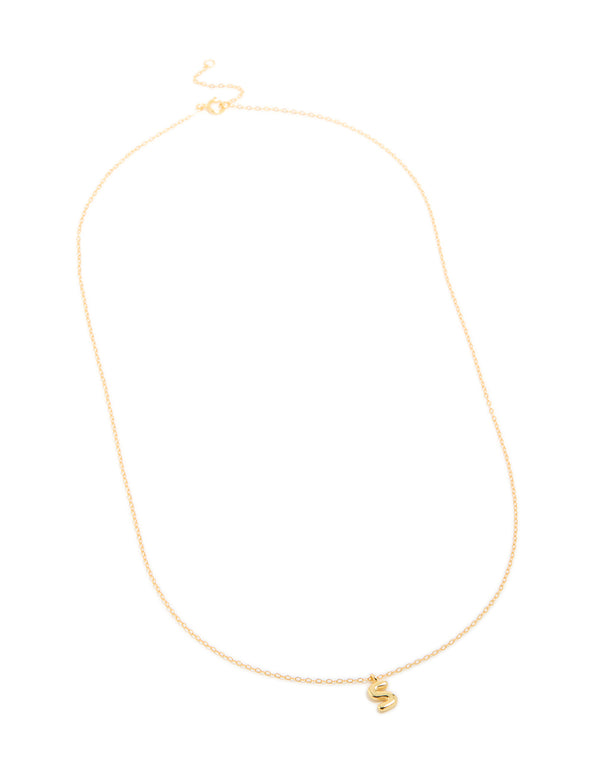 Gold Plated Sterling Silver Bubble Letter S Necklace