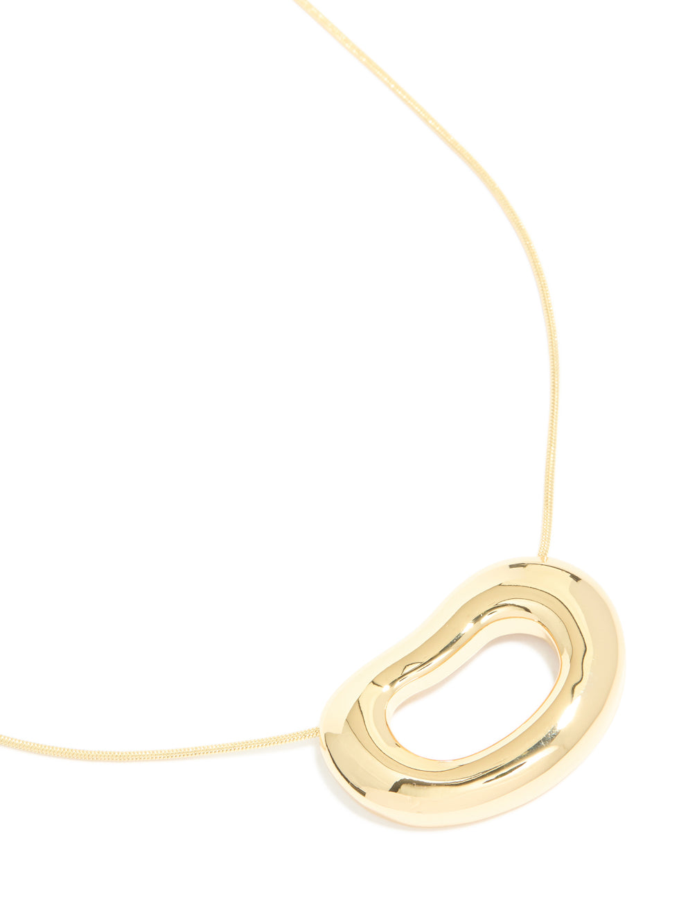 Gold Plated Open Organic Oval Pendant Necklace