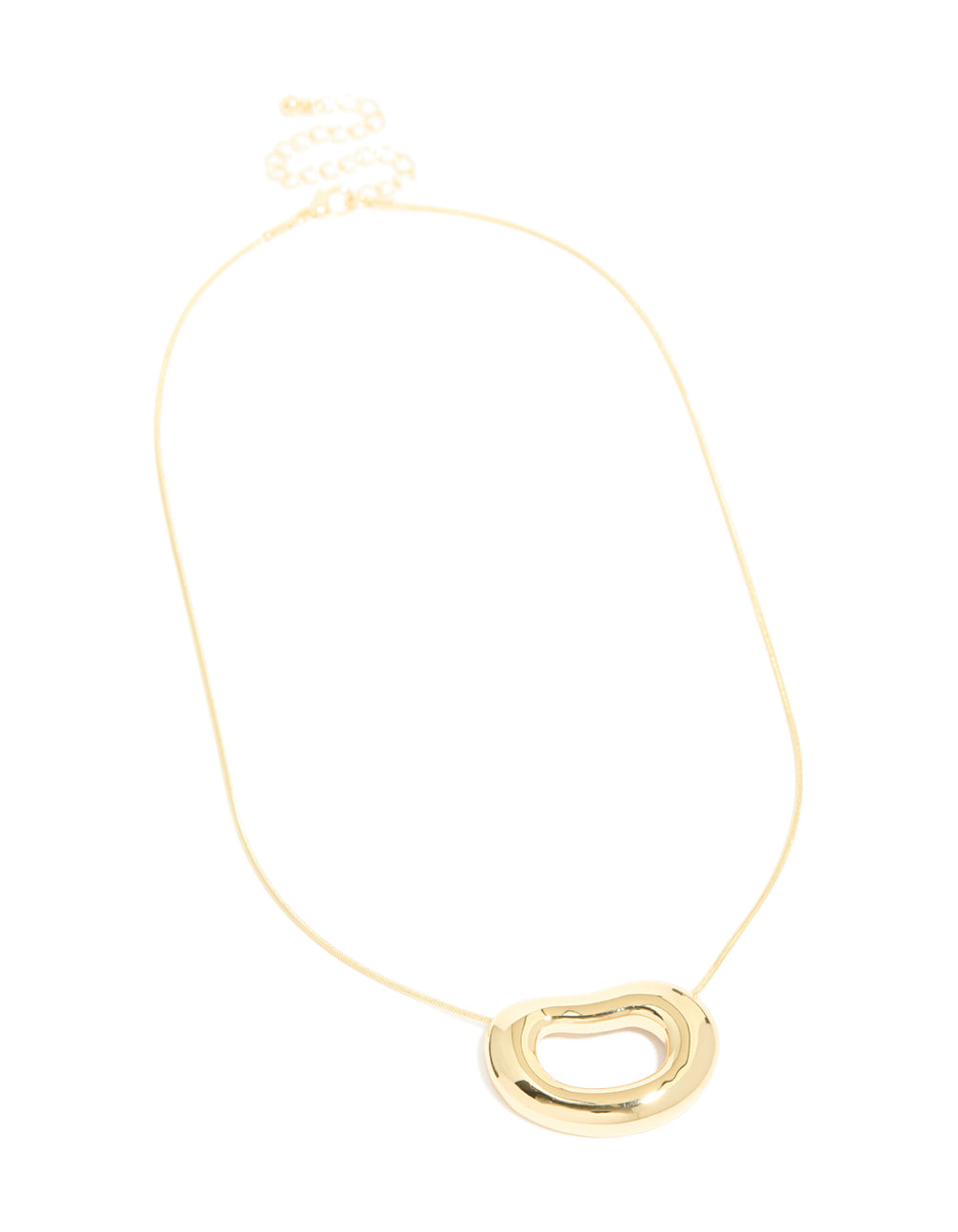 Gold Plated Open Organic Oval Pendant Necklace