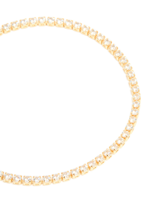 Gold Plated Cubic Zirconia Tennis Toggle Bracelet
