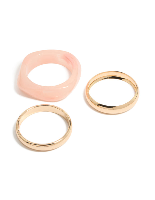 Gold & Pink Acrylic Bangles 3-Pack