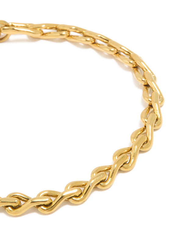 Waterproof Gold Plated Stainless Steel Teardrop Chain Link Bracelet