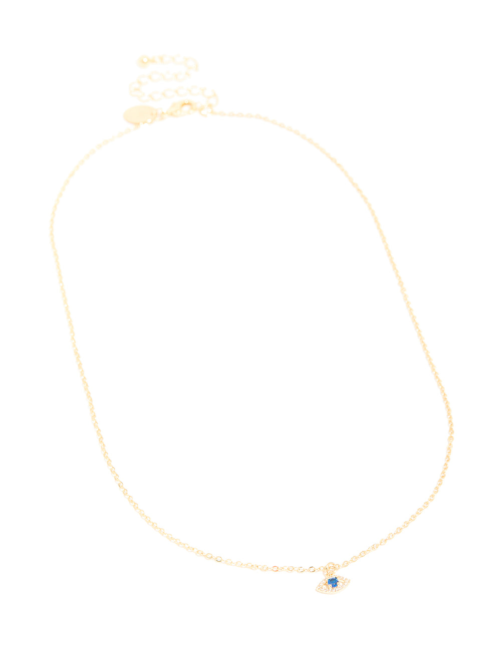 Gold Plated Brass Cubic Zirconia Pave Evil Eye Necklace