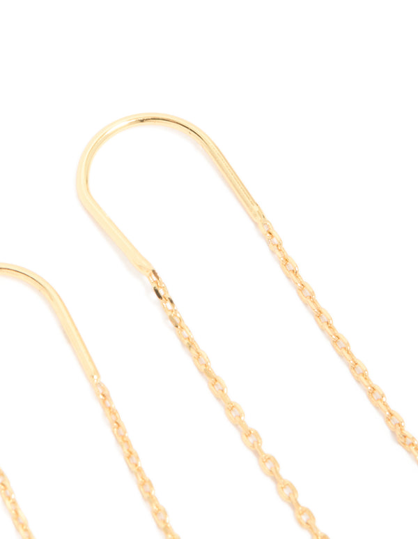 Gold Plated Freshwater Pearl & Cubic Zirconia Threader Drop Earrings