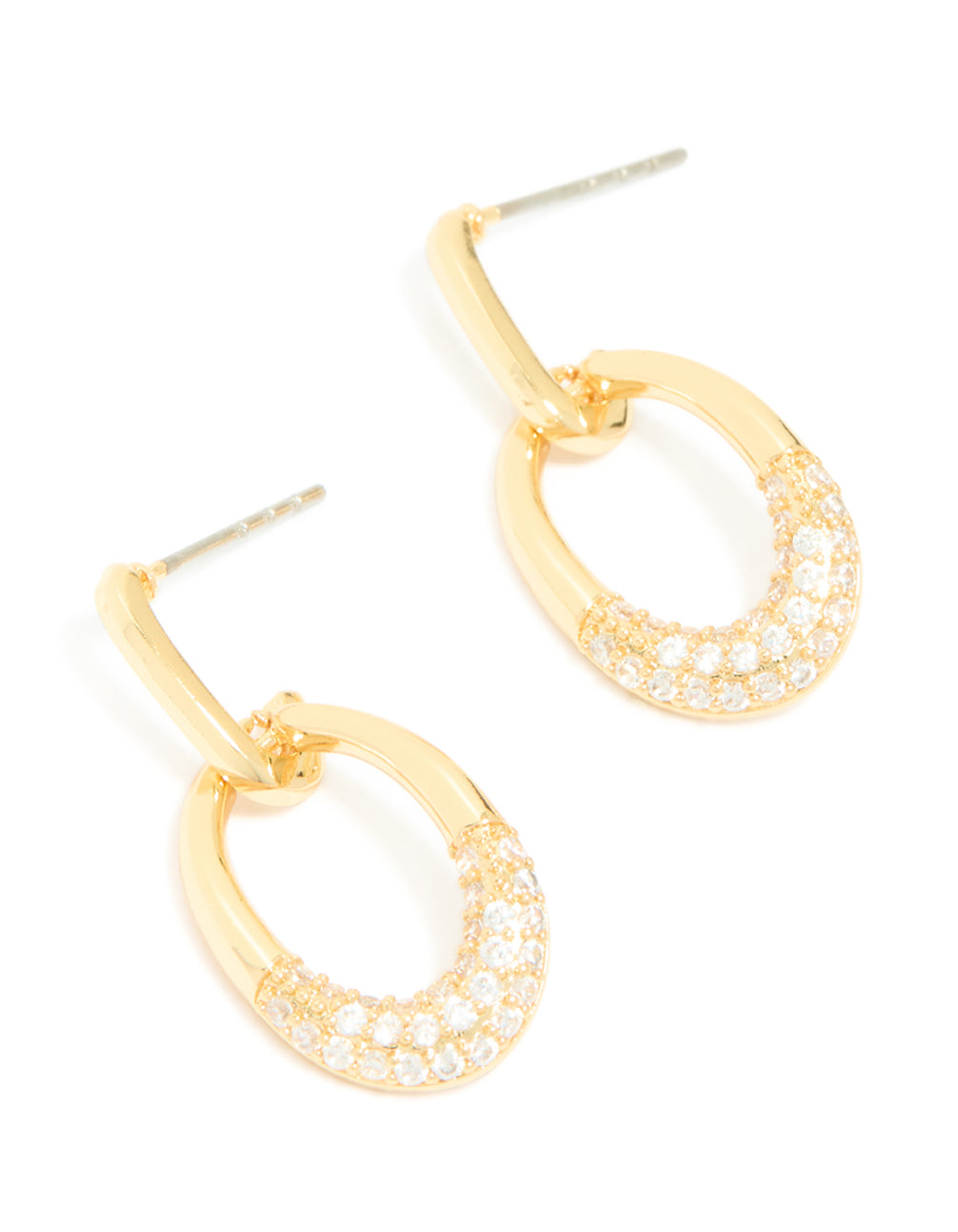 Gold Plated Cubic Zirconia Large Circle Drop Earrings