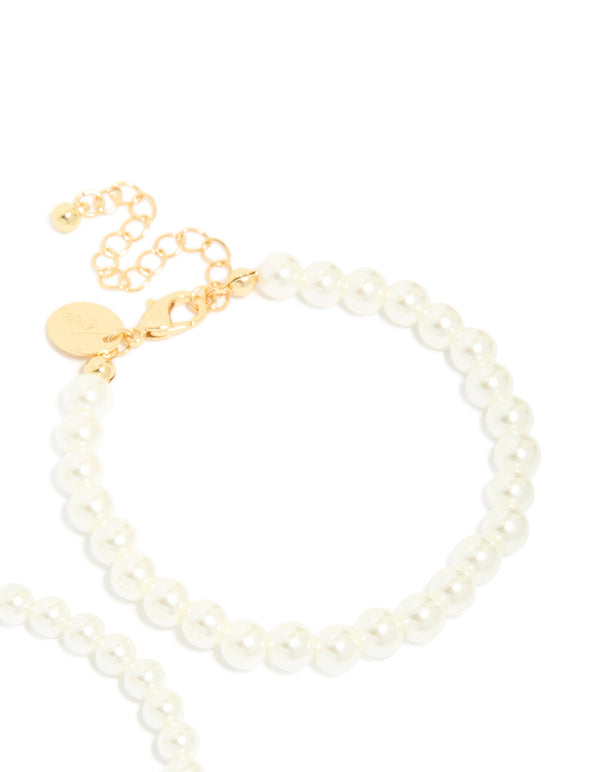 Gold Plated Classic Pearl Bracelets 2-Pack