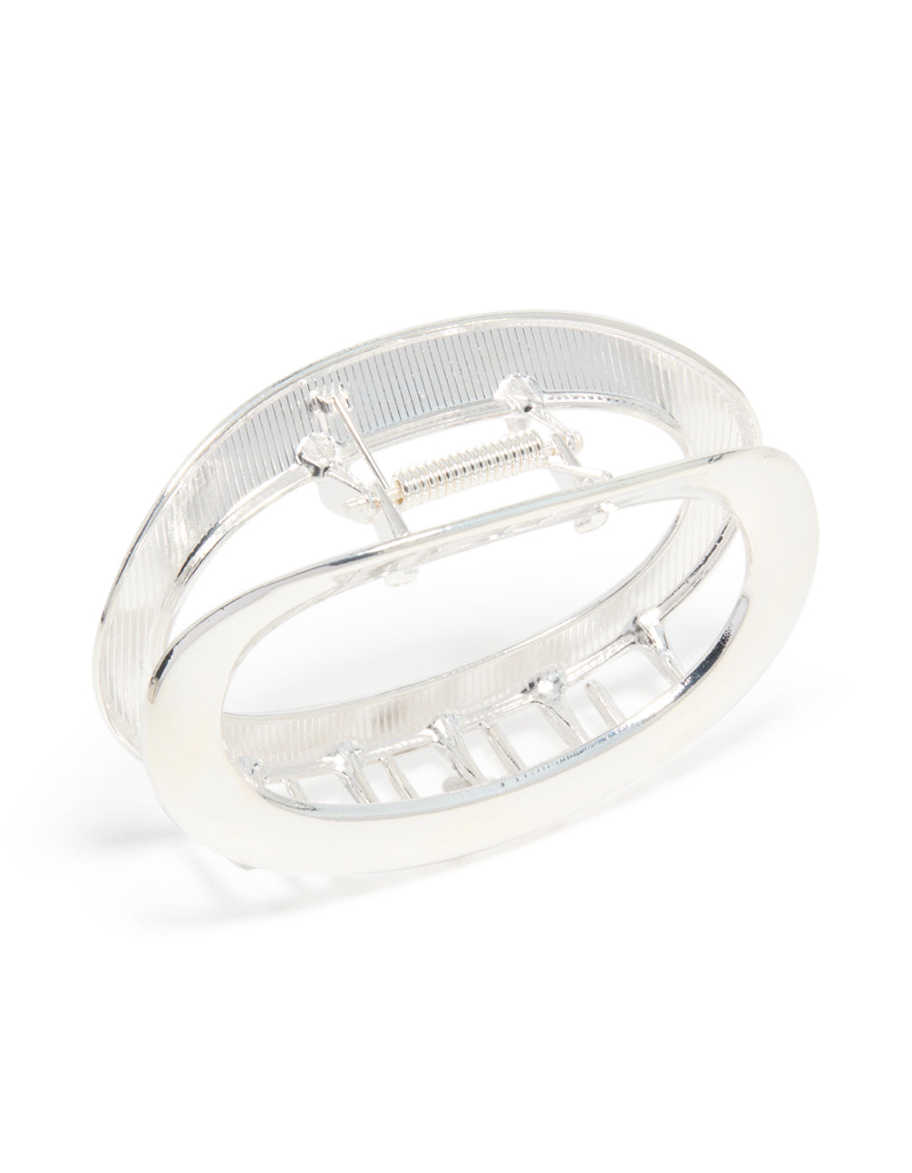 Silver Metal Oval Hair Claw Clip