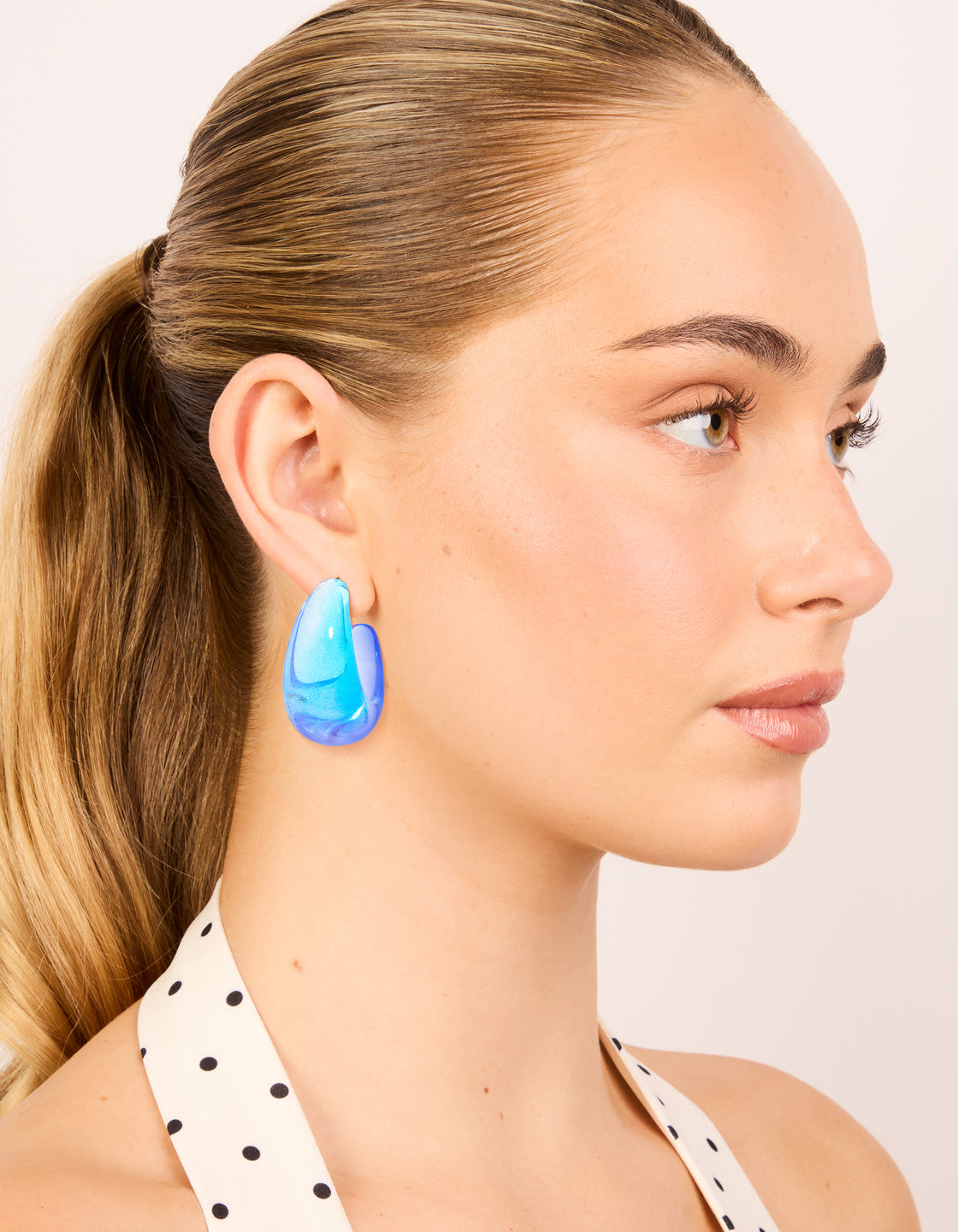 Light & Dark Blue Ombre Translucent Round oPEN Hoop Earrings
