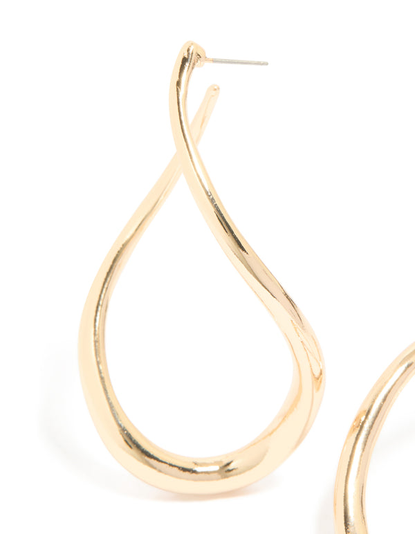 Gold Twisted Large Hoop Earrings