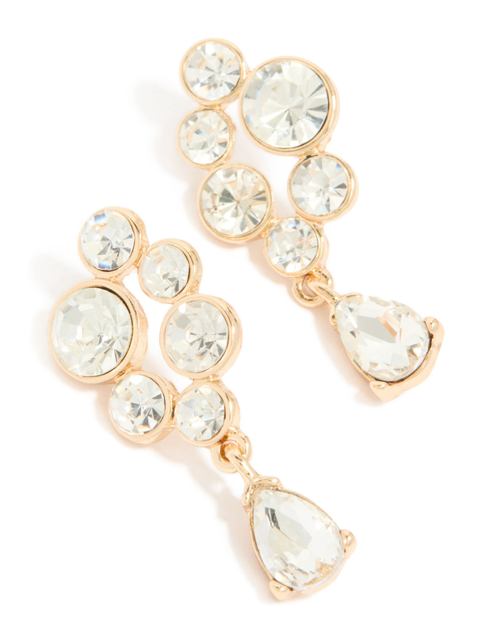 Gold Diamante Cluster Chandelier Drop Earrings