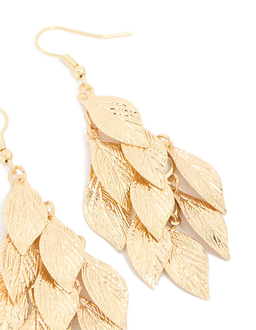 Gold Layered Leaf Drop Earrings