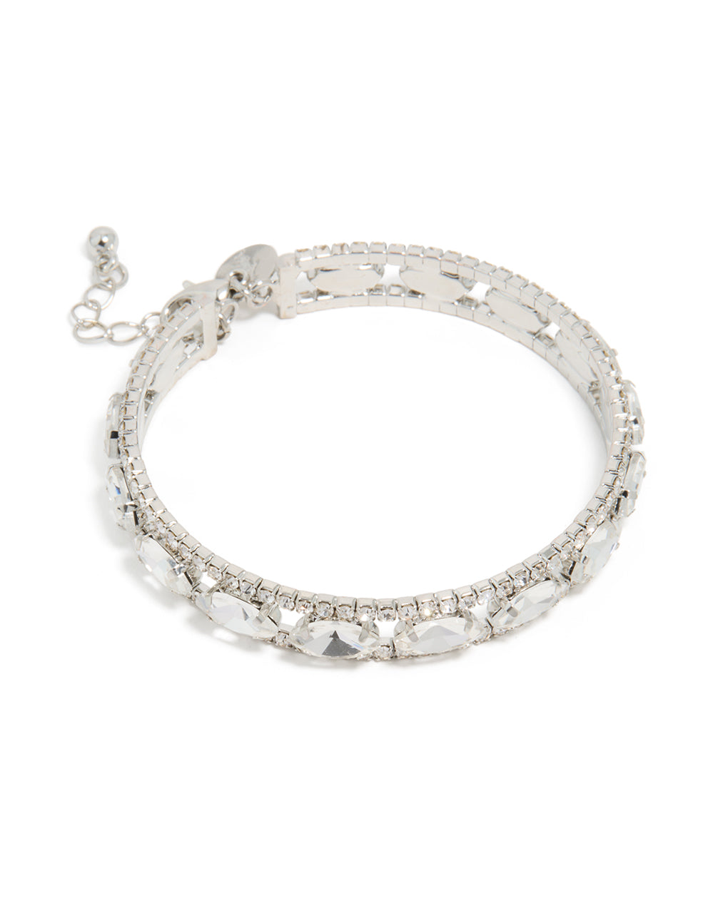 Silver Diamante Shiny Ovals Bracelet