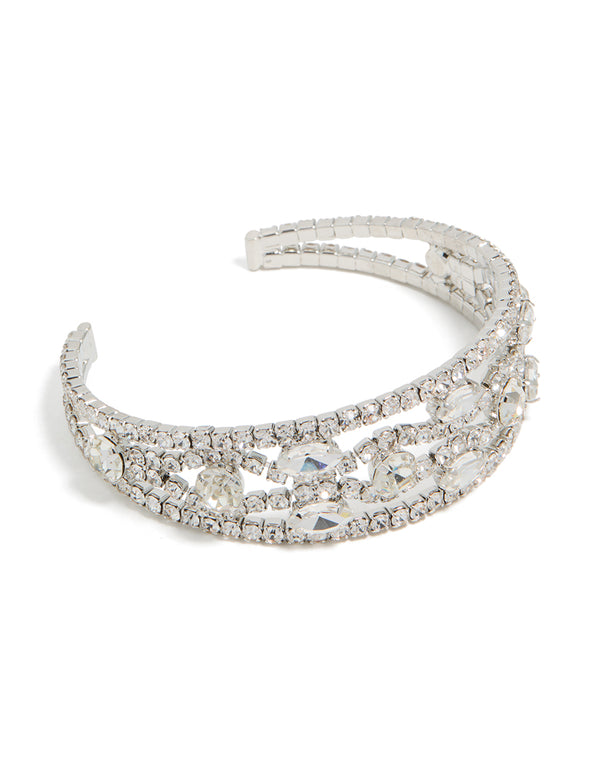 Silver Diamantes Fancy Wrist Cuff
