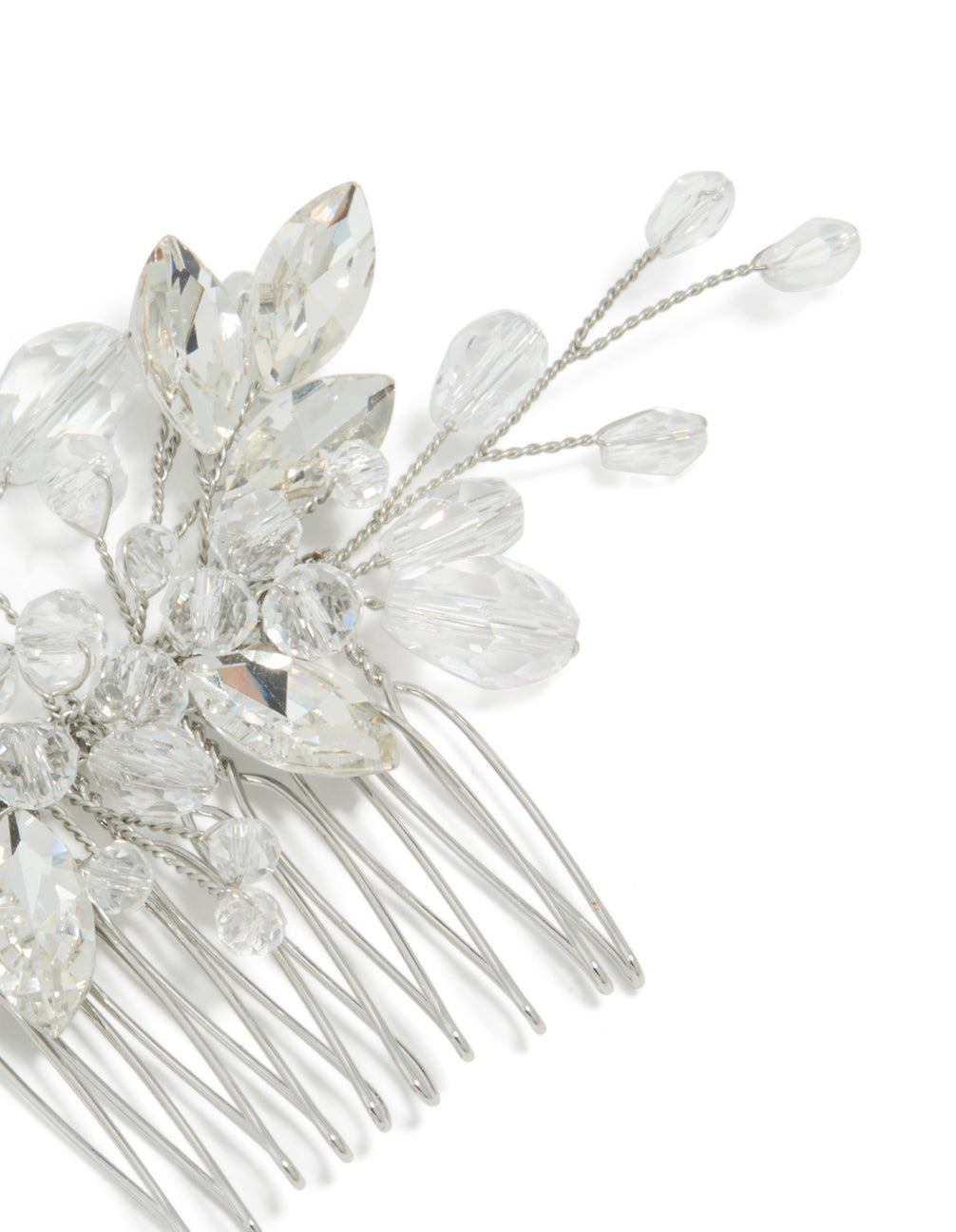 Silver Diamante Floral Vine Hair Comb