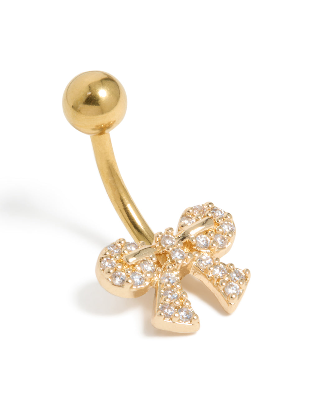 Gold Plated Surgical Steel Cubic Zirconia Pavé Bow Belly Bar