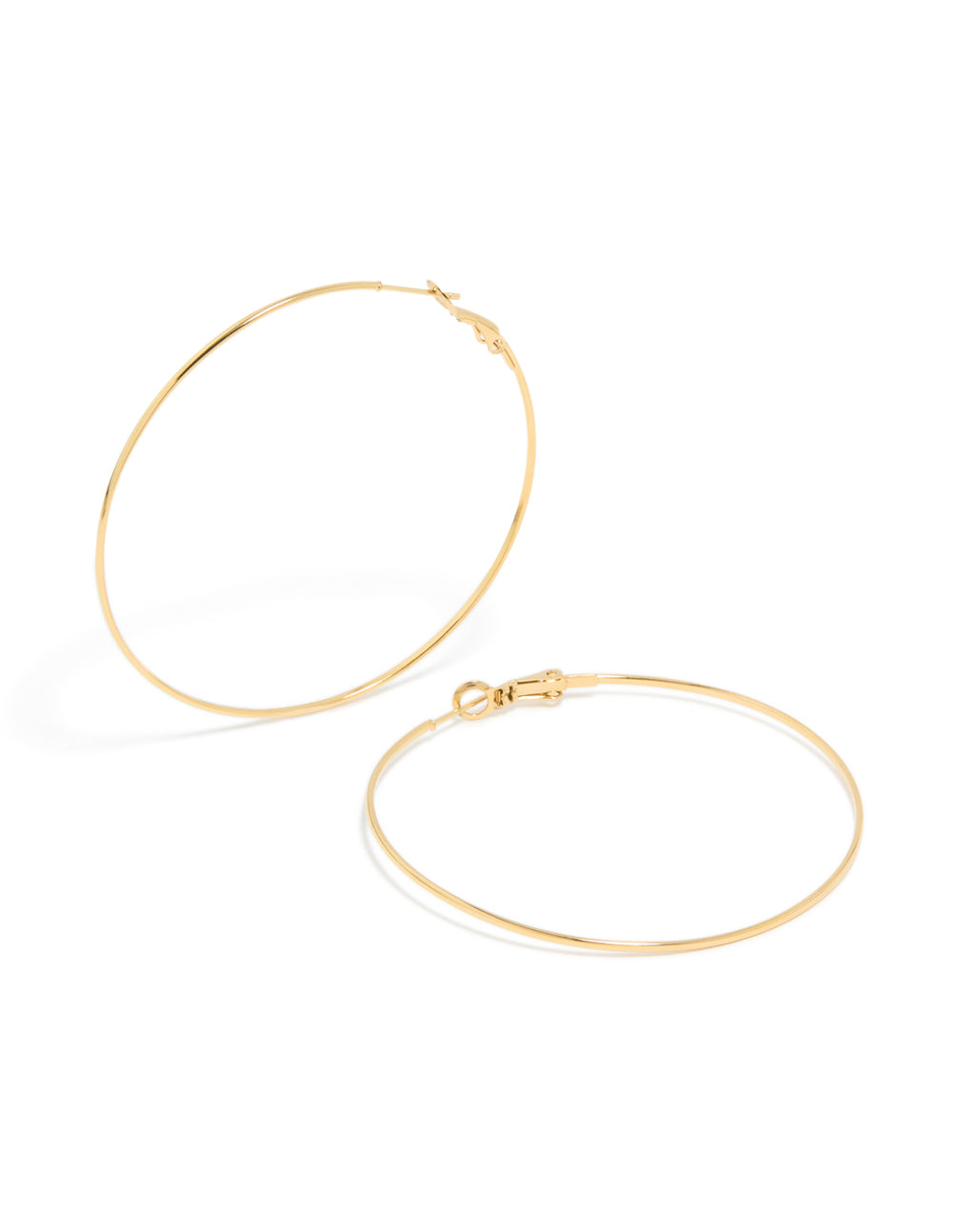 Gold Plated Surgical Steel Fine Hoop Earrings 60 MM