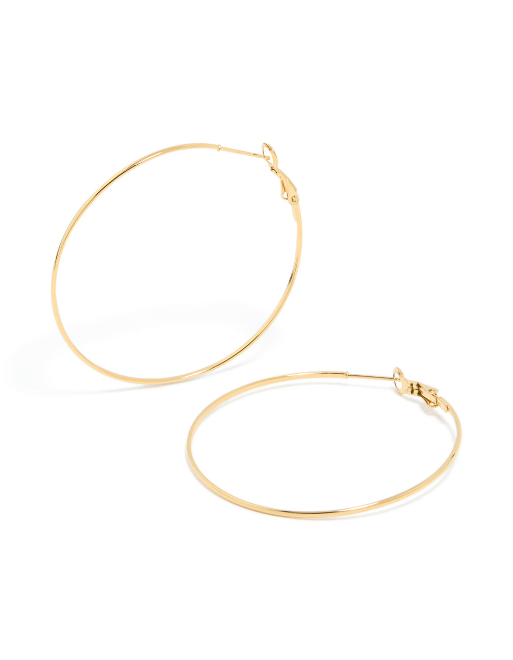 Gold Plated Surgical Steel Fine Hoop Earrings 50 MM