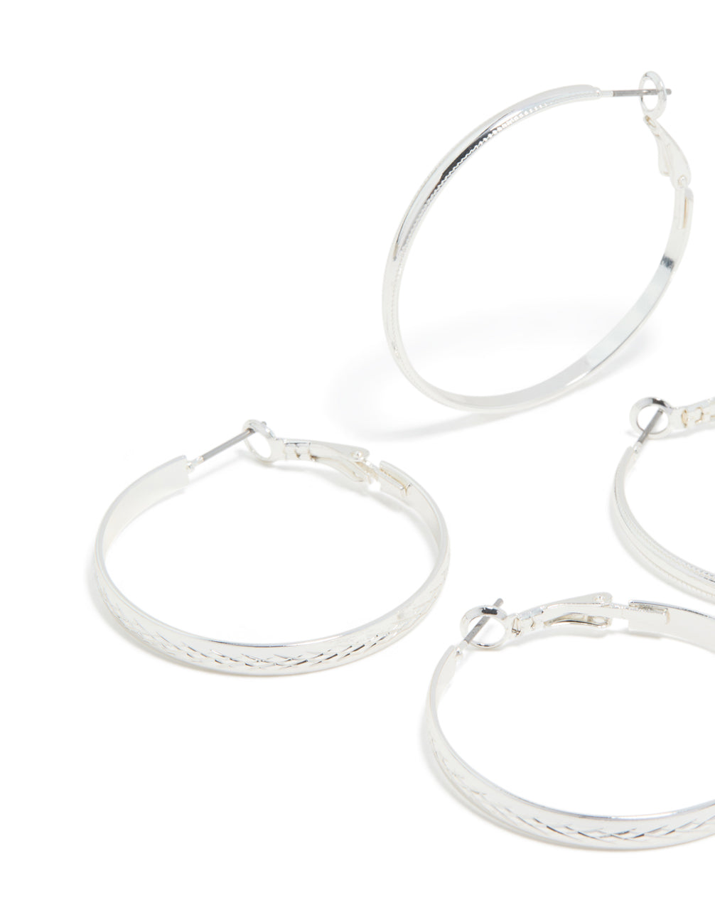 Silver Mixed Textured Hoop Earrings 2-Pack