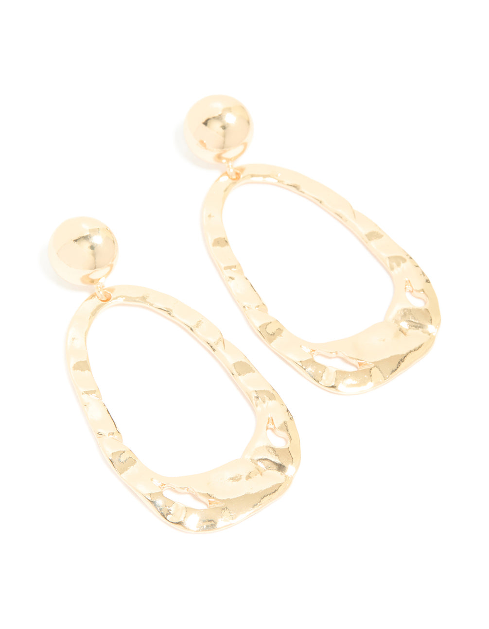 Gold Organic Rectangle Drop Earrings
