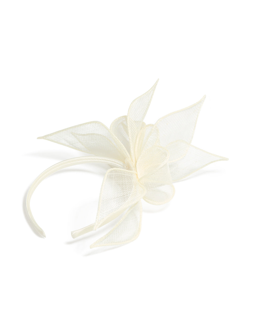 Cream Sinamay Fabric Flower & Leaf Fascinator