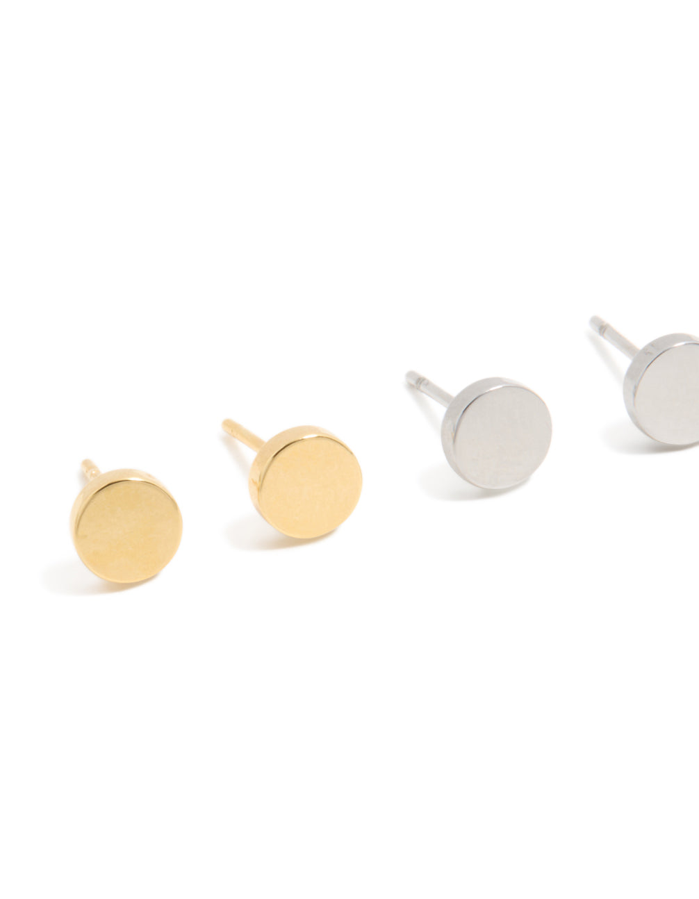 Mens Waterproof Mixed Plated Stainless Steel Flat Stud Earrings 3-Pack