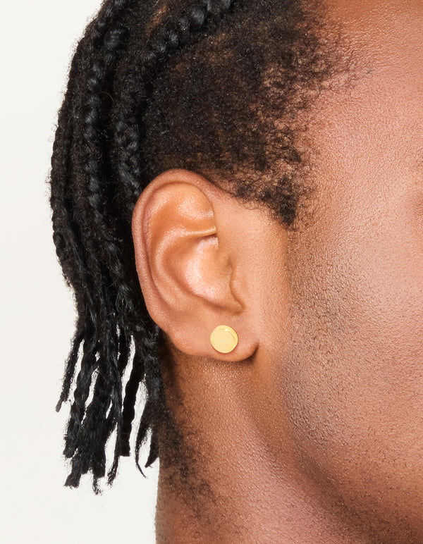 Mens Waterproof Mixed Plated Stainless Steel Flat Stud Earrings 3-Pack